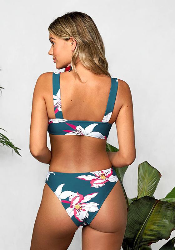 Wide Straps Bandeau Mid Waist Bikini Set