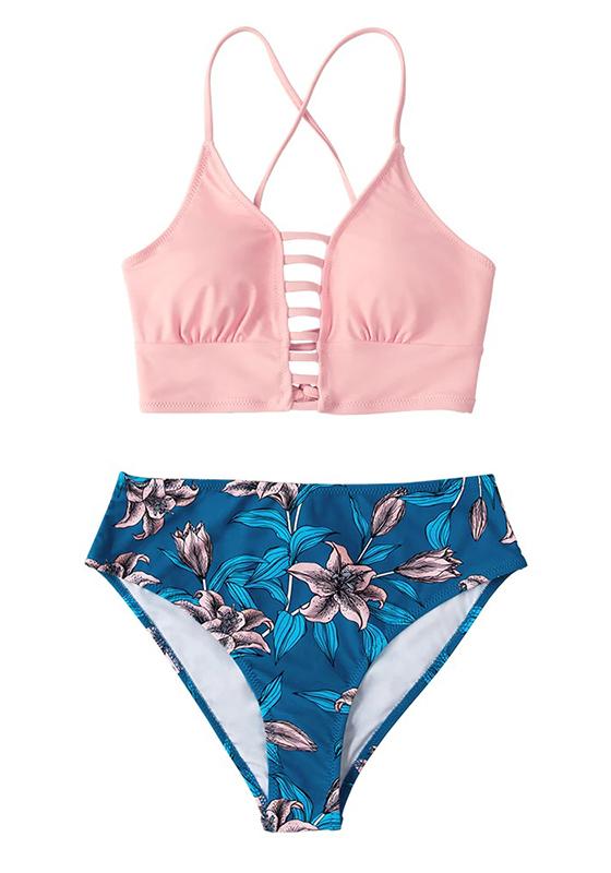 Blue Floral Bikini Set
