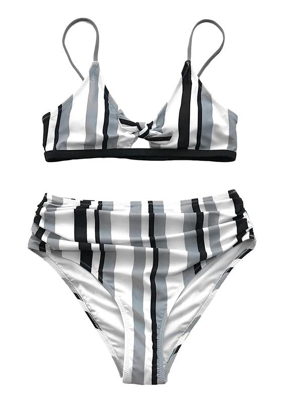 Tricolor Striped Bikini Set