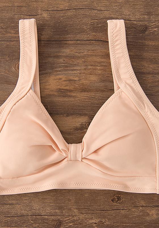 Pink And Green Floral High-waisted Bikini Set