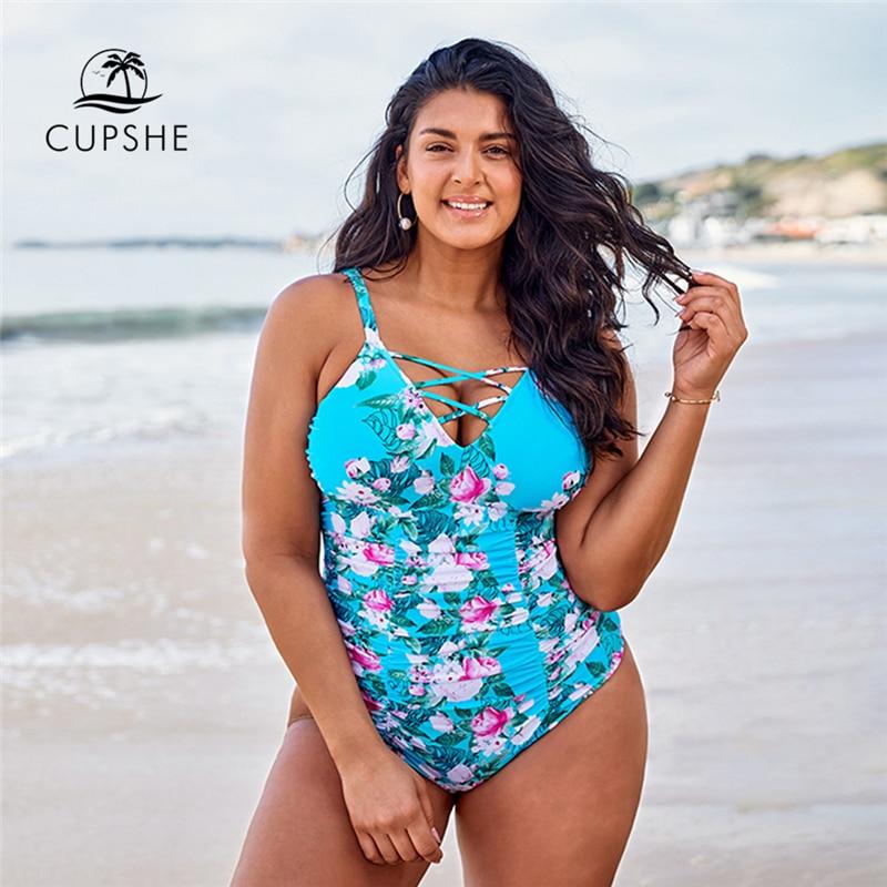 Blue Floral Strappy One Piece