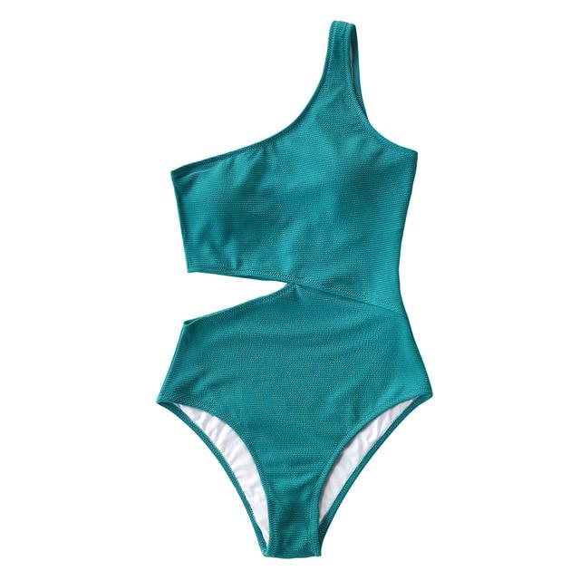 One Shoulder Cut Out One-piece