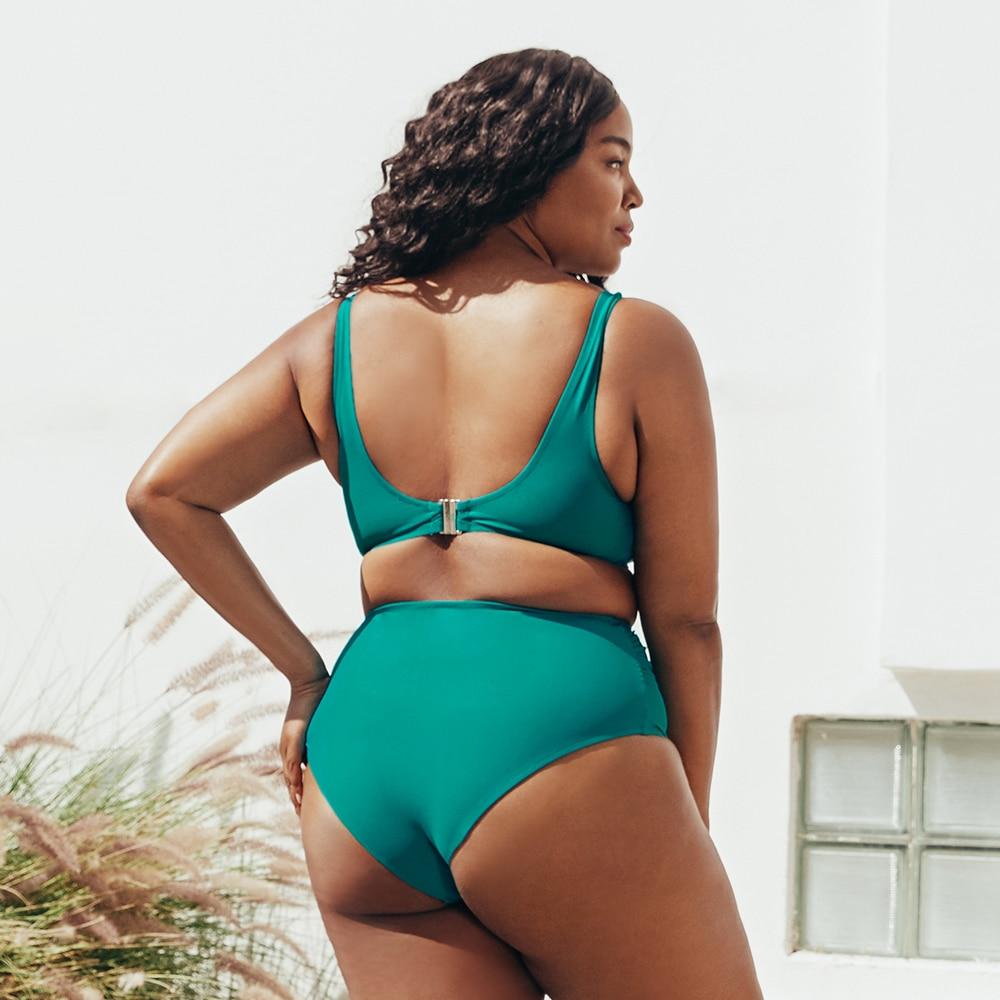 Solid Teal Drawstring Bikini Set