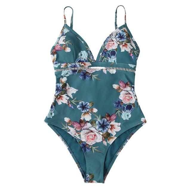 Yellow Pear Blossom Floral Print One-Piece